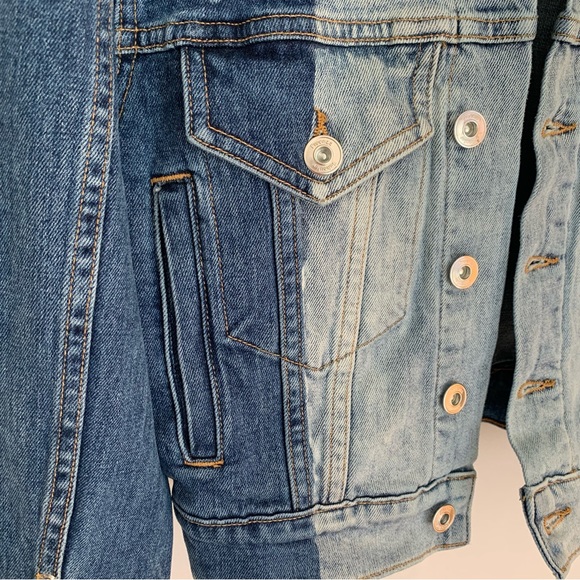 Proenza Schouler White Label ~2- Tone Bleached Cropped Denim Jacket - Picture 4 of 16